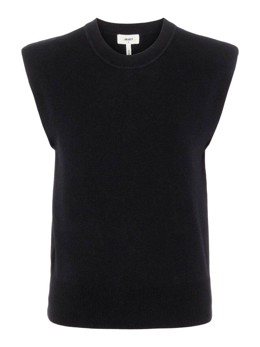 Object Collectors Item SCHOUDER PAD GEBREIDE TOP, Black, highres - 23036271_Black_001.jpg