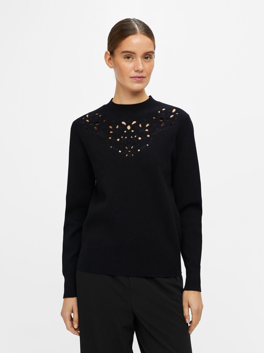 Object Collectors Item CUT-OUT KNITTED PULLOVER, Black, highres - 23040944_Black_003.jpg
