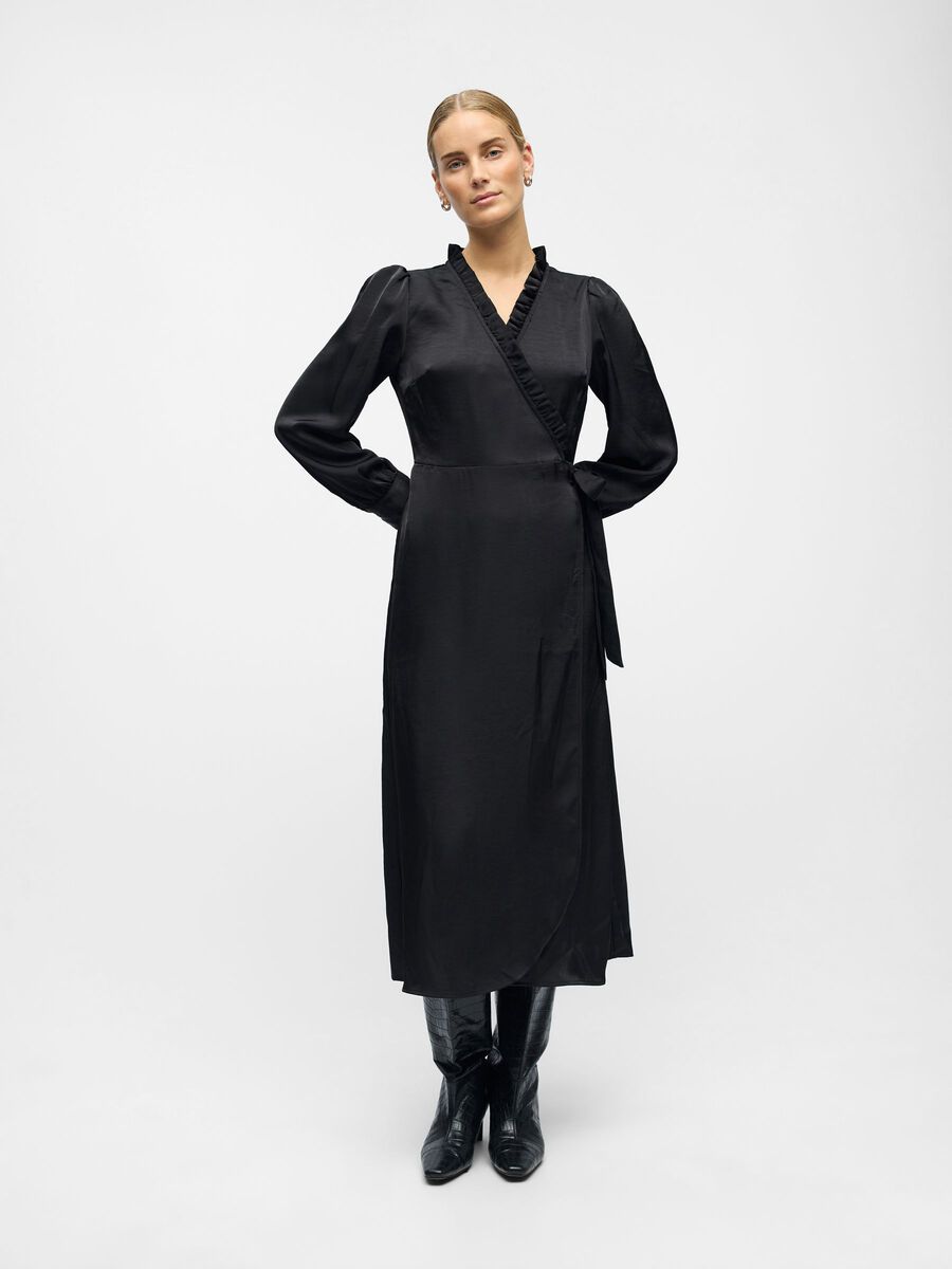 Carousel image - MAXI LENGTH WRAP DRESS, Black | 4
