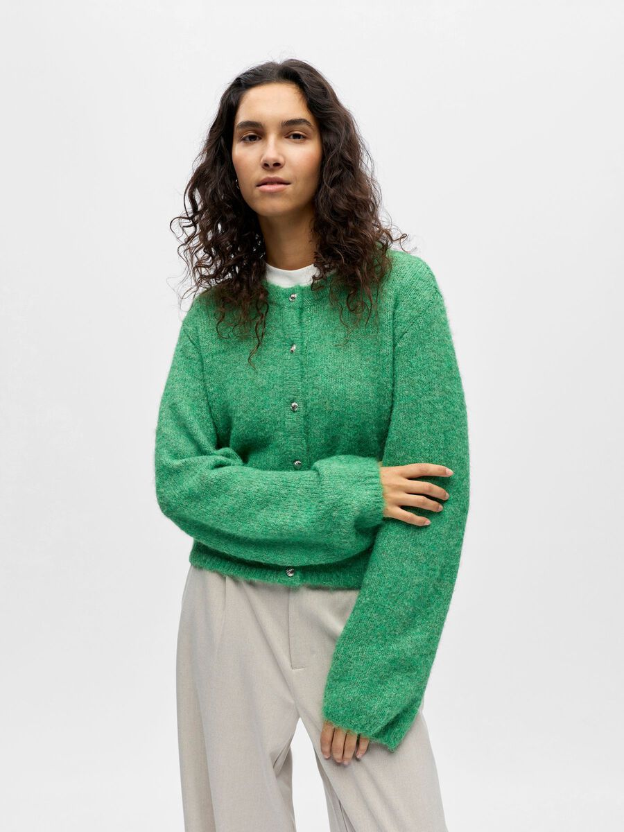Product carousel image - STRIKKET CARDIGAN, Medium Green | 1