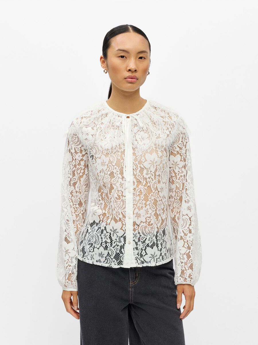 Product carousel image - O-NECK LACE BLOUSE, Cloud Dancer | 1
