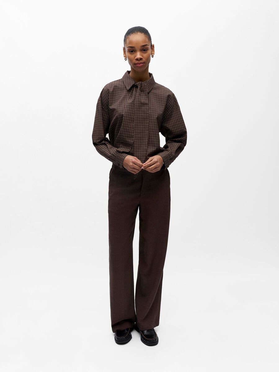 Carousel image - LINEN WIDE-LEG TROUSERS, Seal Brown | 4