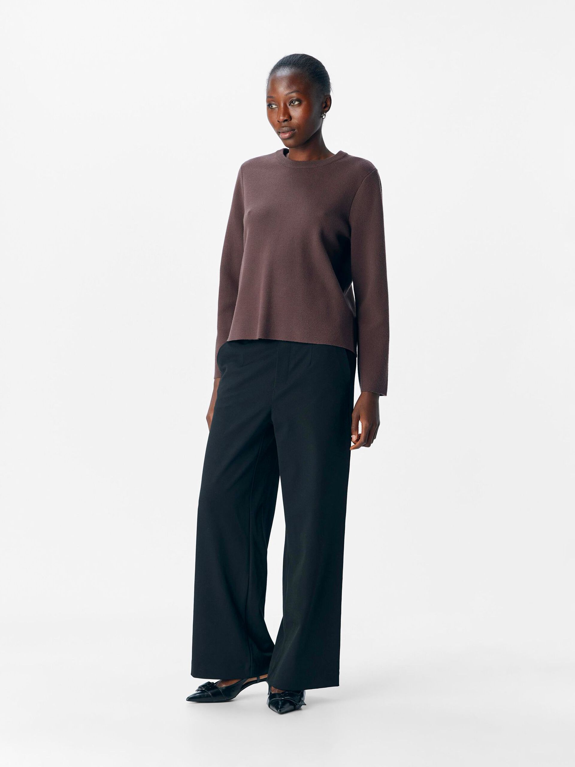 Carousel image - LONG SLEEVED KNITTED PULLOVER, Seal Brown | 4