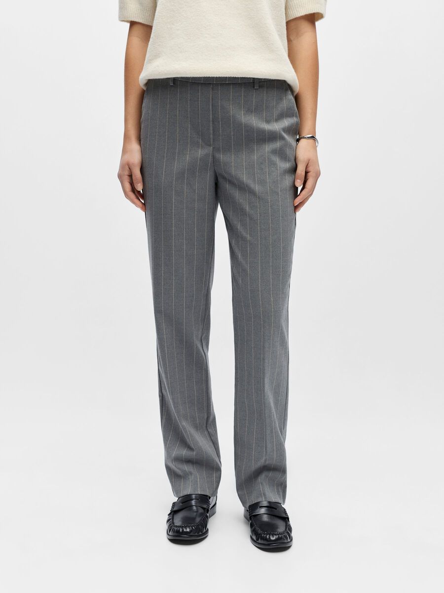 Product carousel image - STRAIGHT FIT TROUSERS, Medium Grey Melange | 1