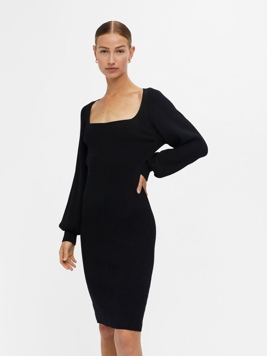 Object Collectors Item RIBBED KNITTED DRESS, Black, highres - 23040384_Black_003.jpg