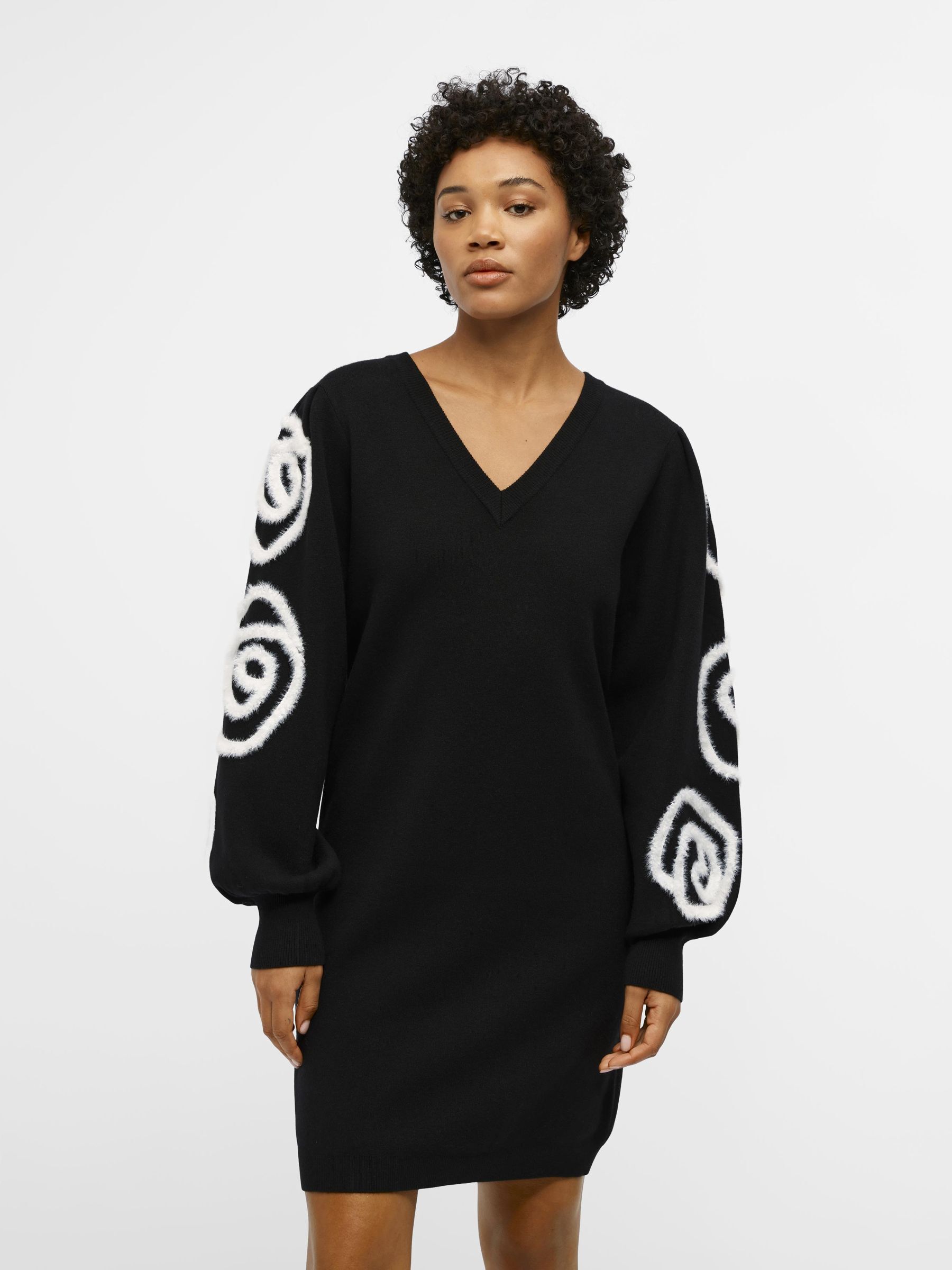 EMBROIDERED KNITTED DRESS Black .OBJECT CI UK