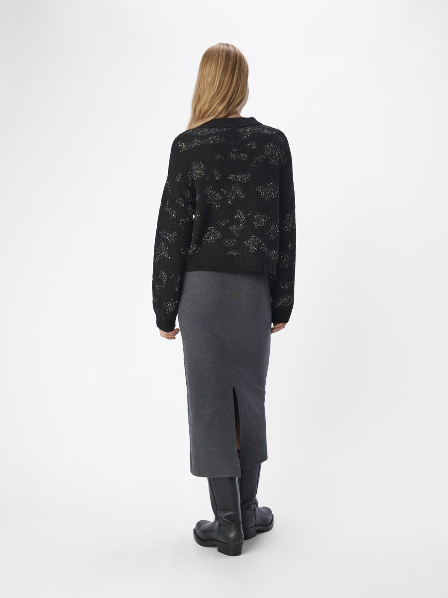 OBJECT DETAILED KNITTED CARDIGAN, Black, highres - 23045613_Black_004.jpg