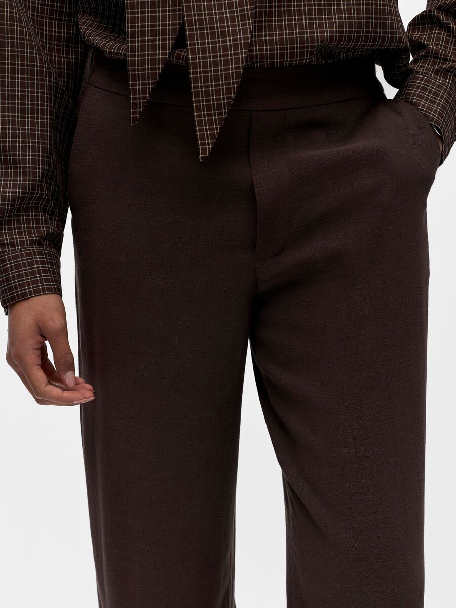 Carousel image - LINEN WIDE-LEG TROUSERS, Seal Brown | 5