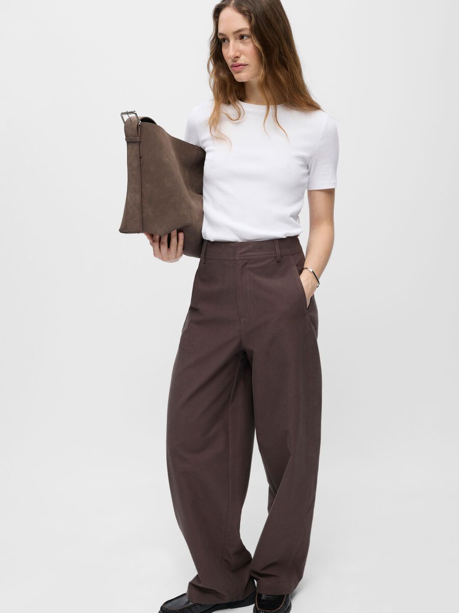 Carousel image - WIDE-LEG TROUSERS, Seal Brown | 6