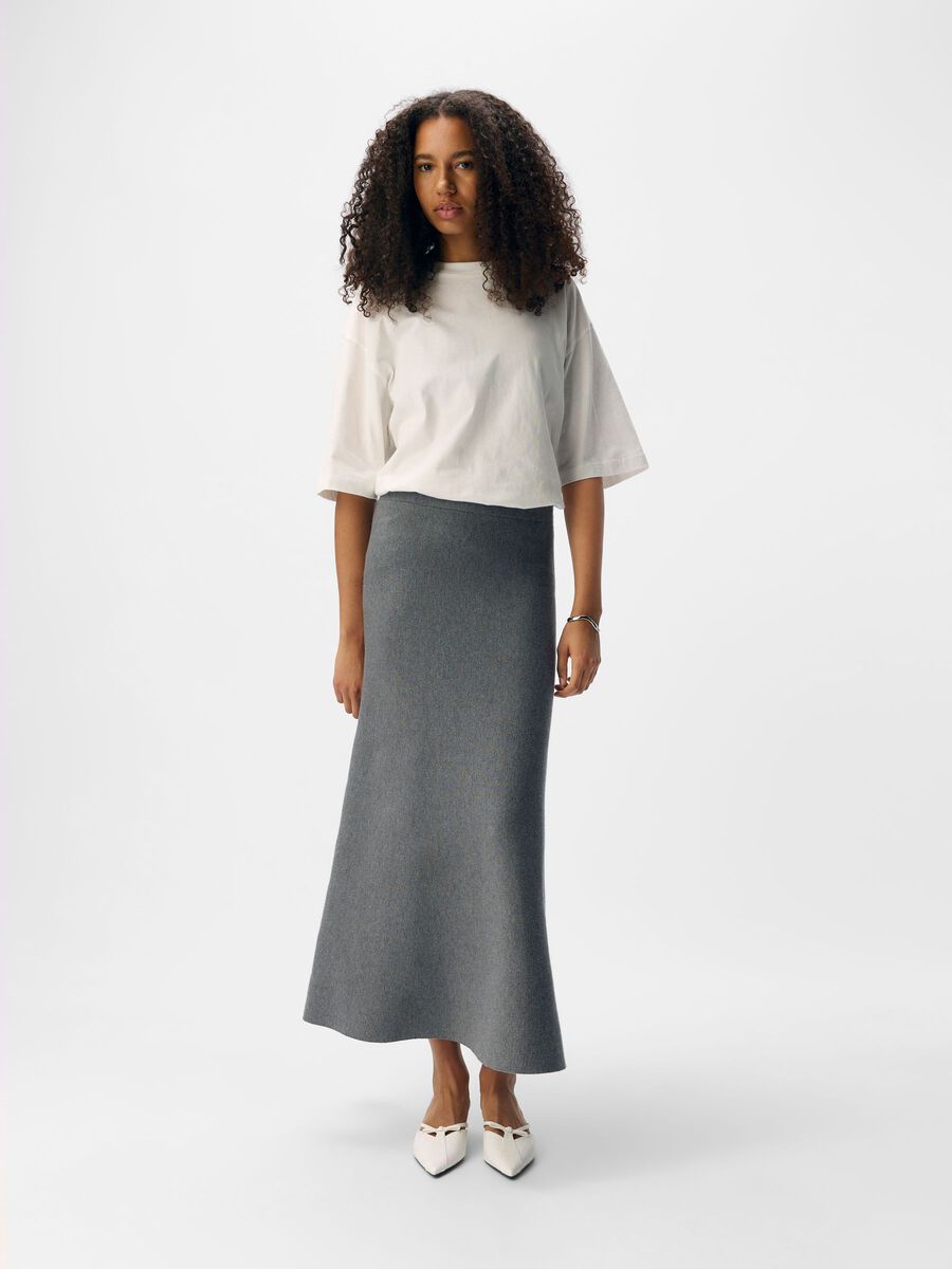Product carousel image - EN MAILLE JUPE LONGUE, Medium Grey Melange | 1
