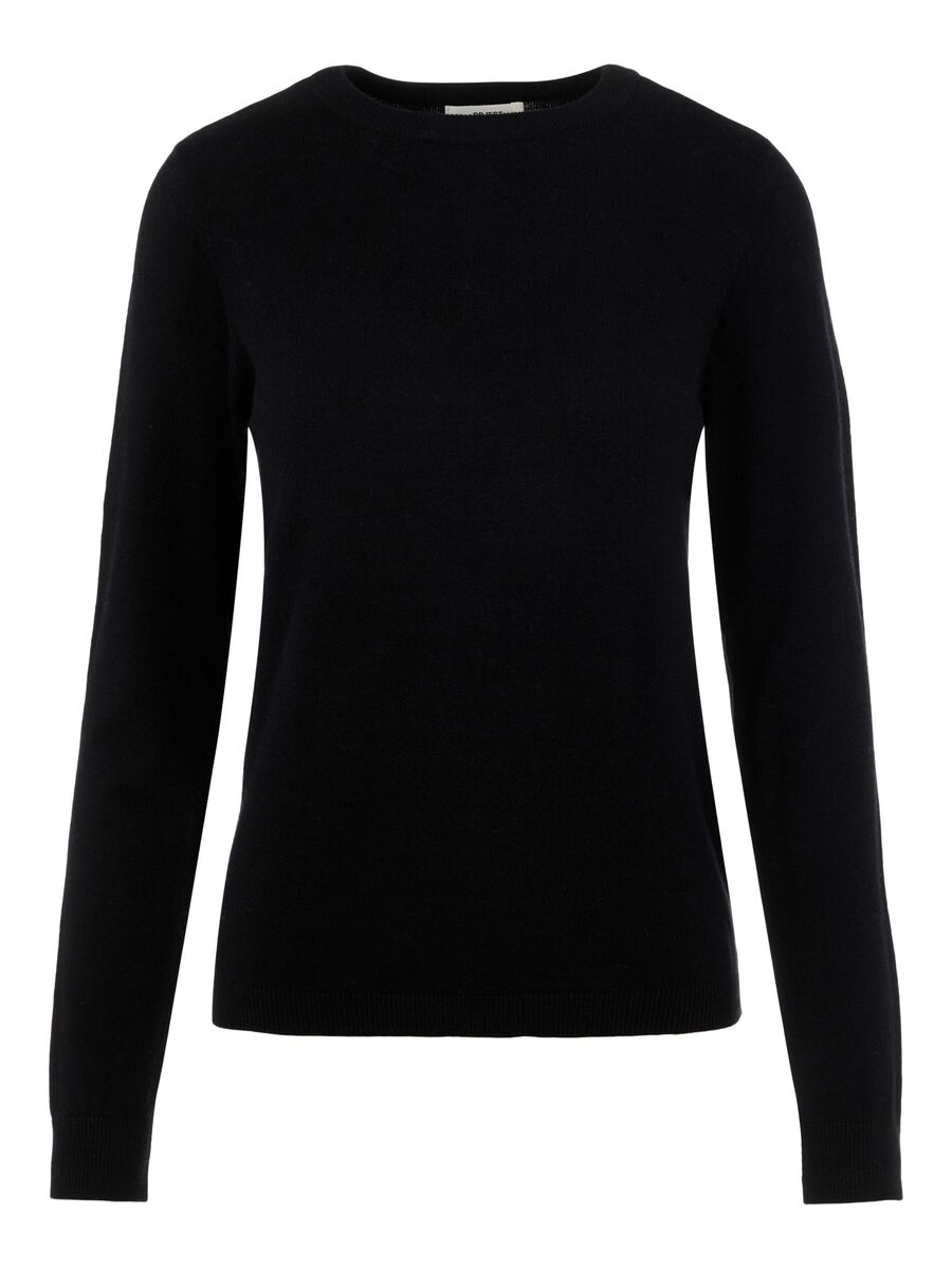 Object Collectors Item ROUND NECK KNITTED PULLOVER, Black, highres - 23034469_Black_001.jpg