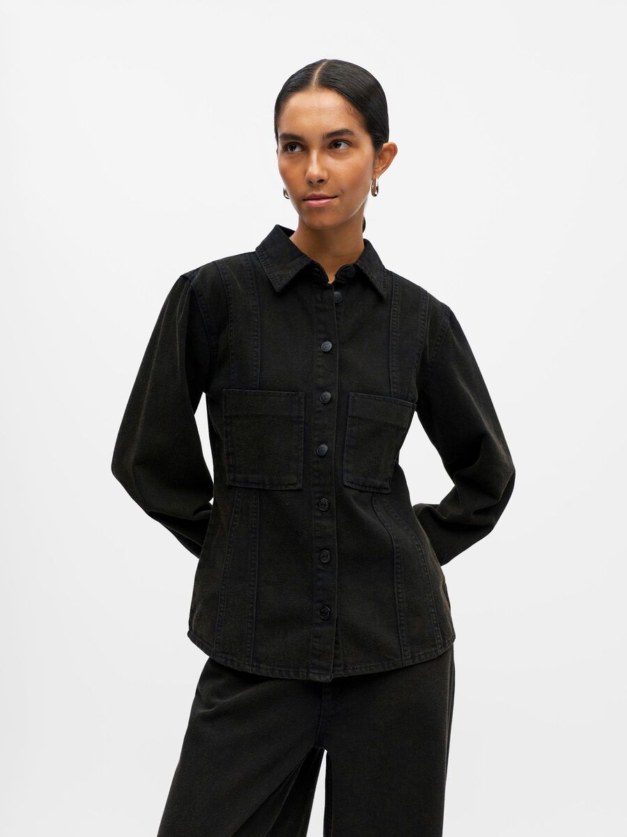 Product carousel image - DENIM SHIRT, Black | 1