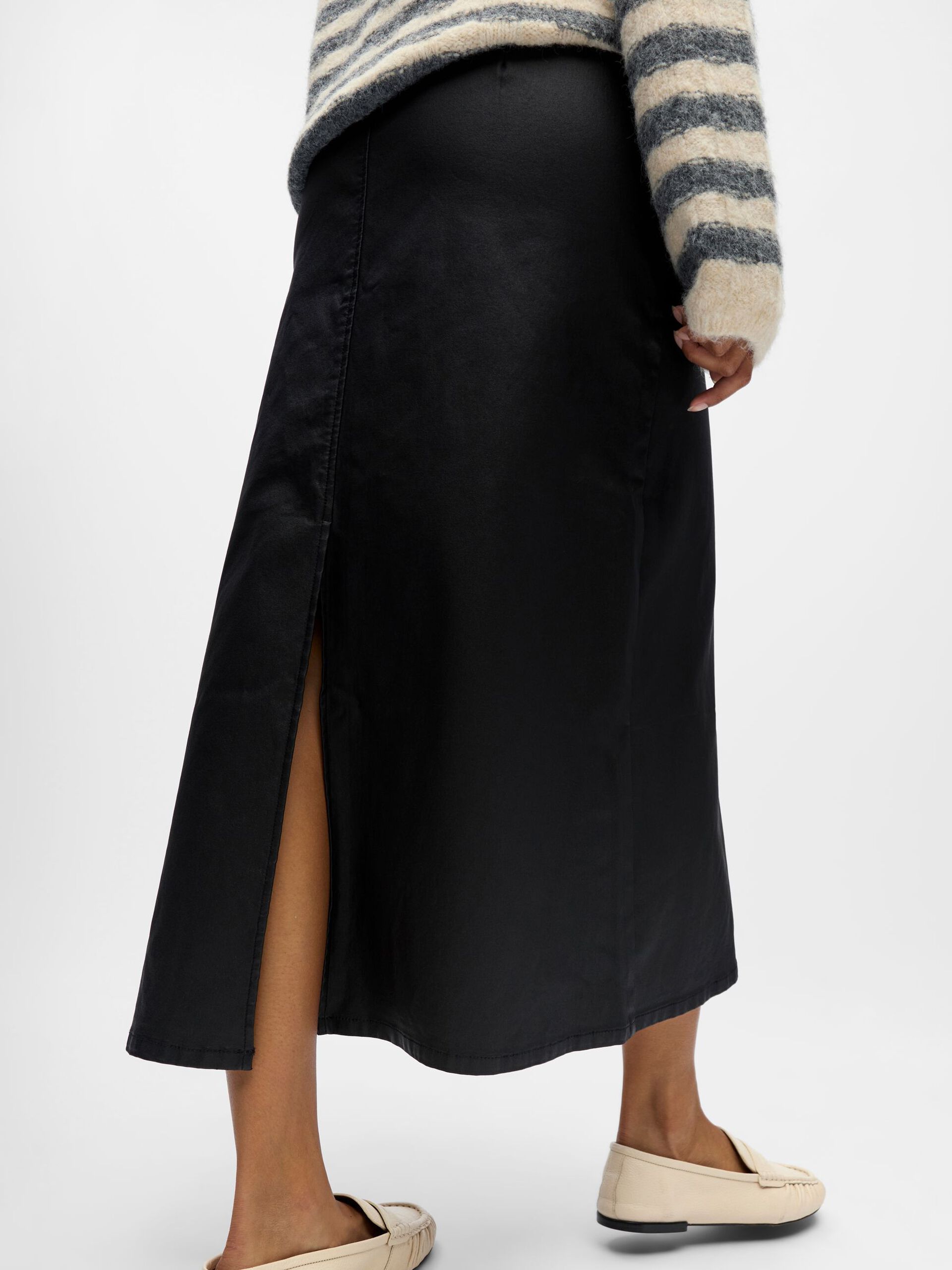 Carousel image - COATED MAXI SKIRT, Black | 5