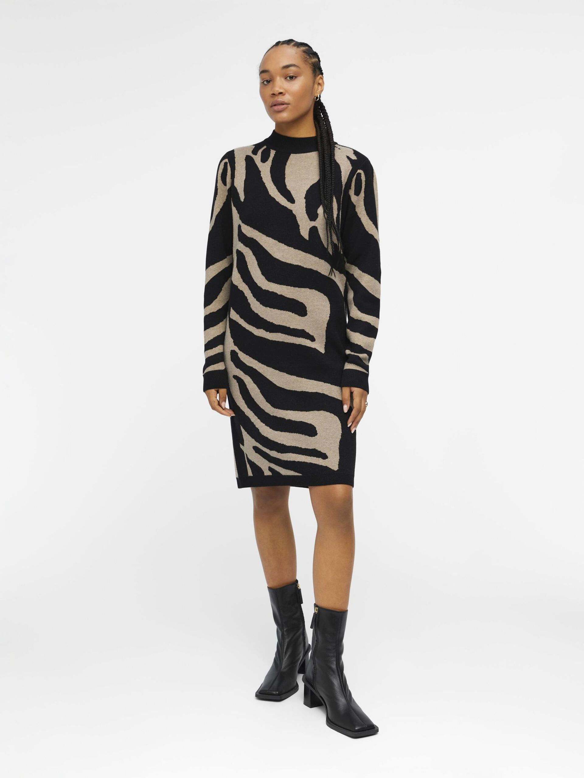 Carousel image - OBJRAY KNITTED DRESS, Black | 4