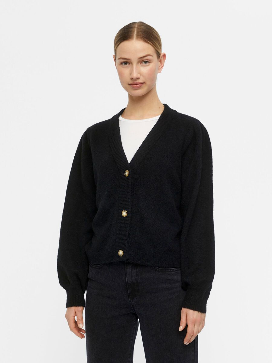 Object Collectors Item MANCHES BALLON CARDIGAN EN MAILLE, Black, highres - 23036283_Black_003.jpg