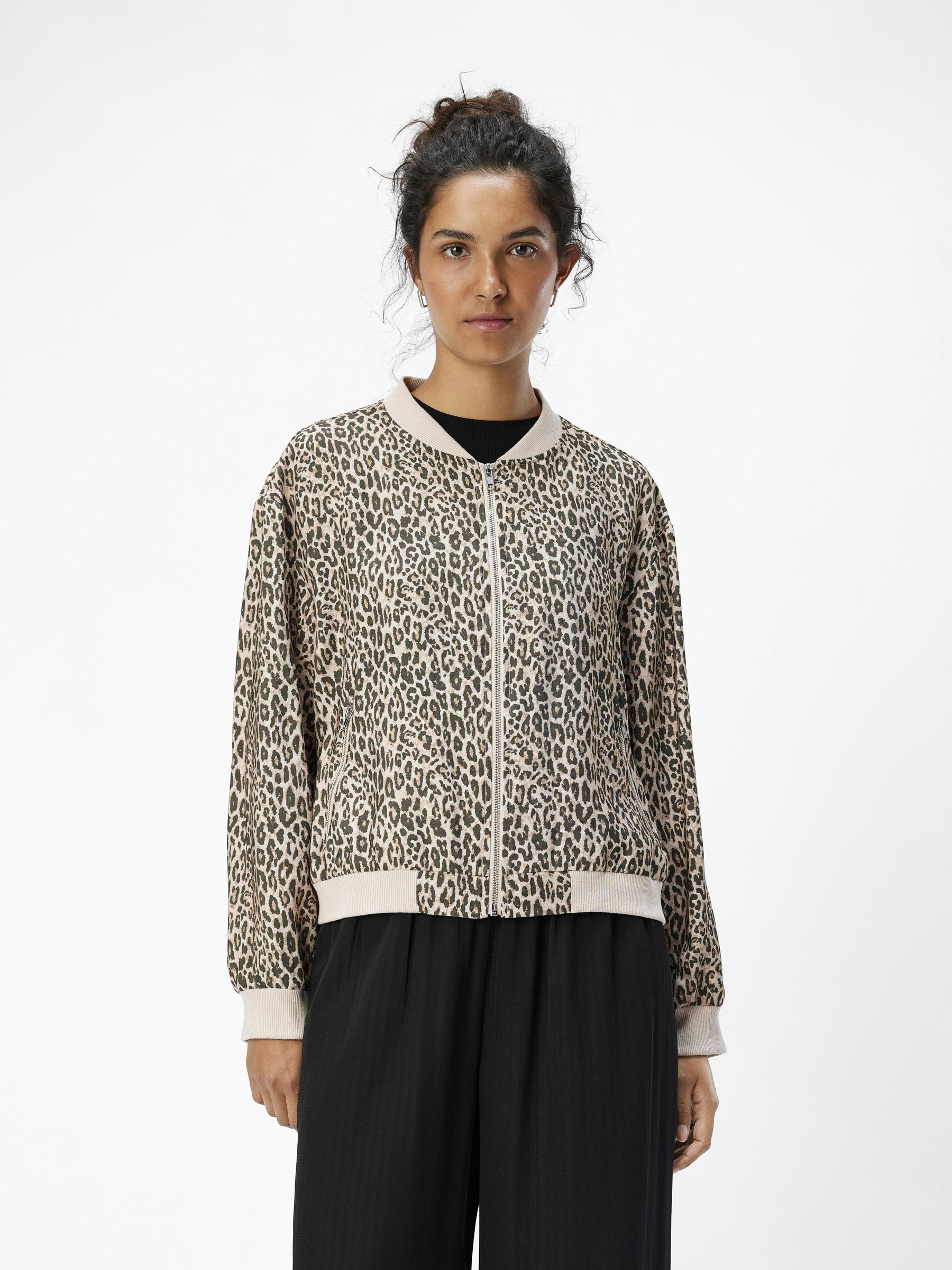 LEOPARD PRINT BOMBER JACKET