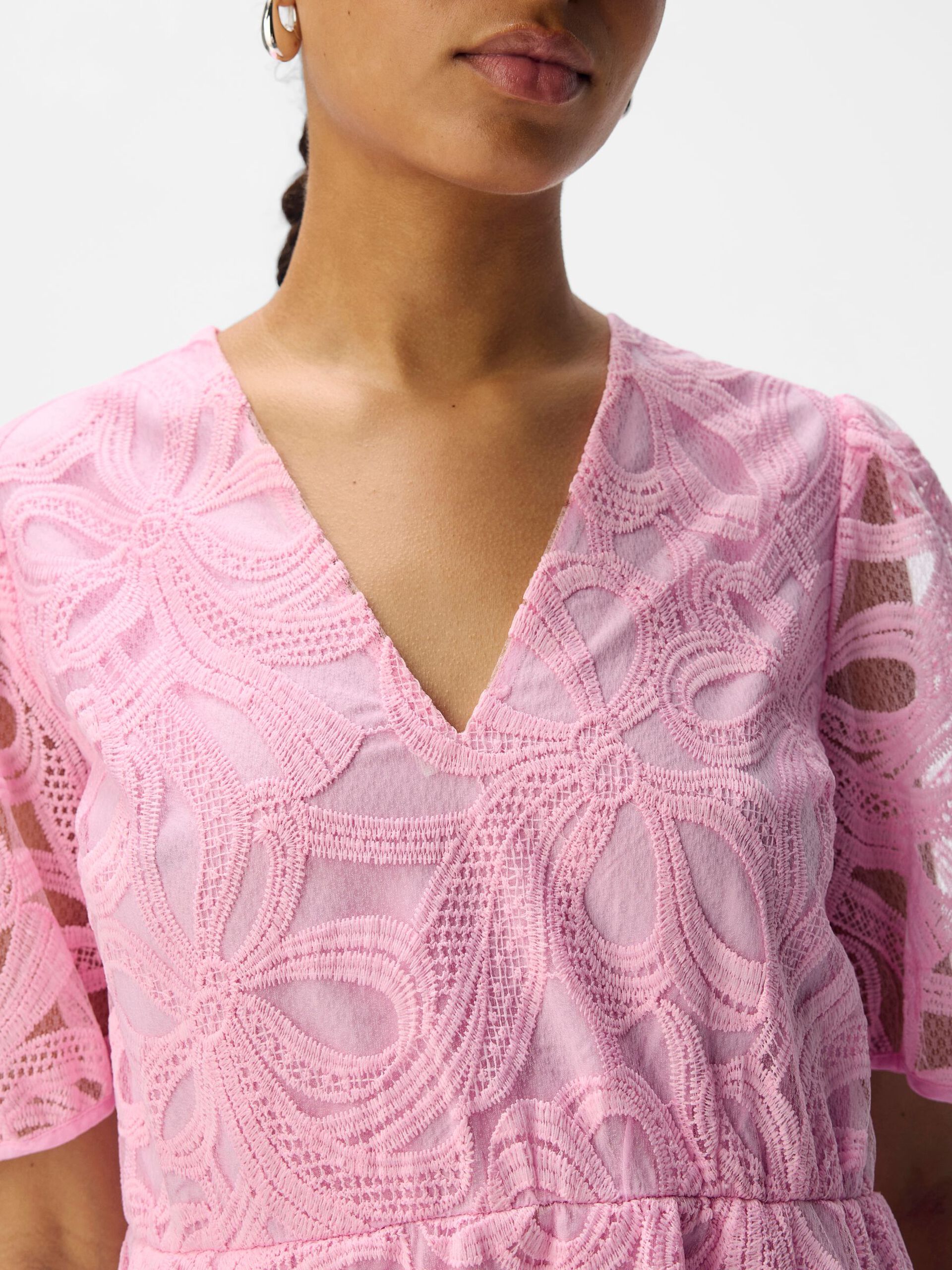 Carousel image - V-NECK MINI DRESS, Pink Frosting | 5