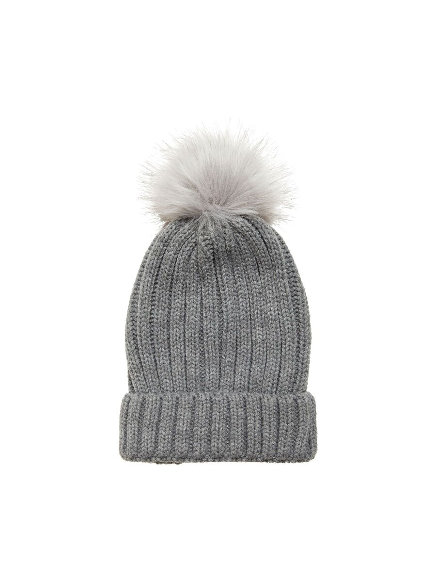 OBJECT GESTRICKTE BOMMEL MÜTZE, Medium Grey Melange, highres - 23030620_MediumGreyMelange_001.jpg