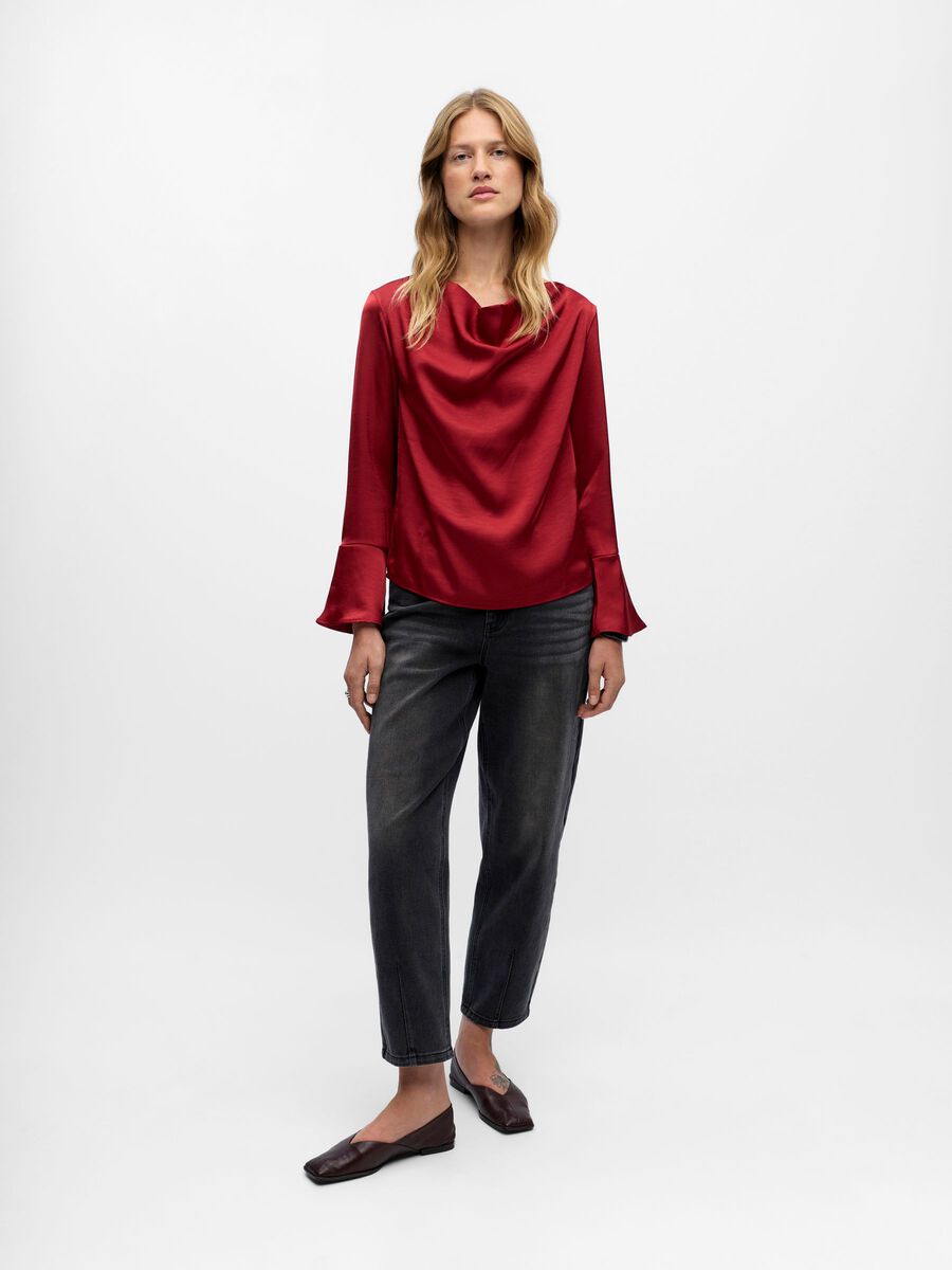 Carousel image - COWL NECK TOP, Karanda Red | 4