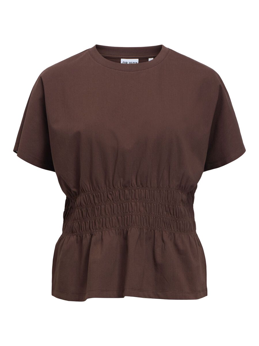 Product carousel image - MOD&Egrave;LE SMOCK&Eacute; &Agrave; BASQUE TOP, Seal Brown | 1