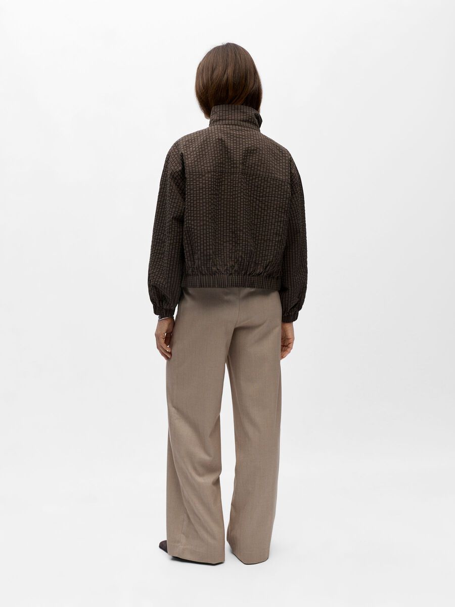 Product carousel image - CHECKED TRACK JACKET, Seal Brown | 2