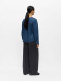 Product image thumbnail - V-NECK BUTTON BLOUSE, Dark Blue Denim | 3