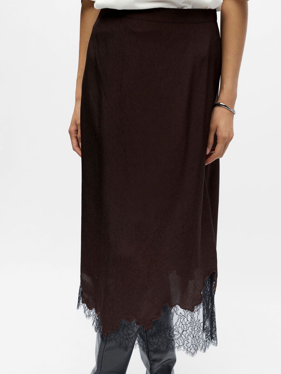 Product carousel image - LONG LACE SKIRT, Seal Brown | 5