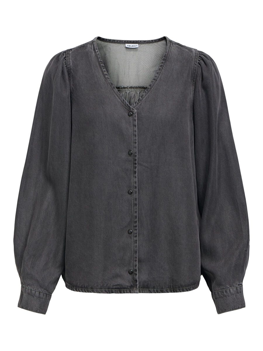 Carousel image - V-HALS KNOOP BLOUSE, Black | 1