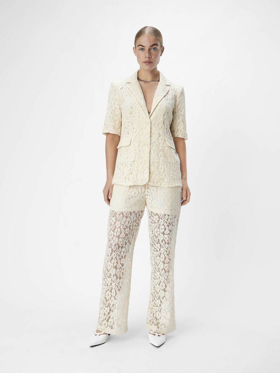 Object - Objdalme Lace Pants Aw Fair - 5072324 Black White Lace