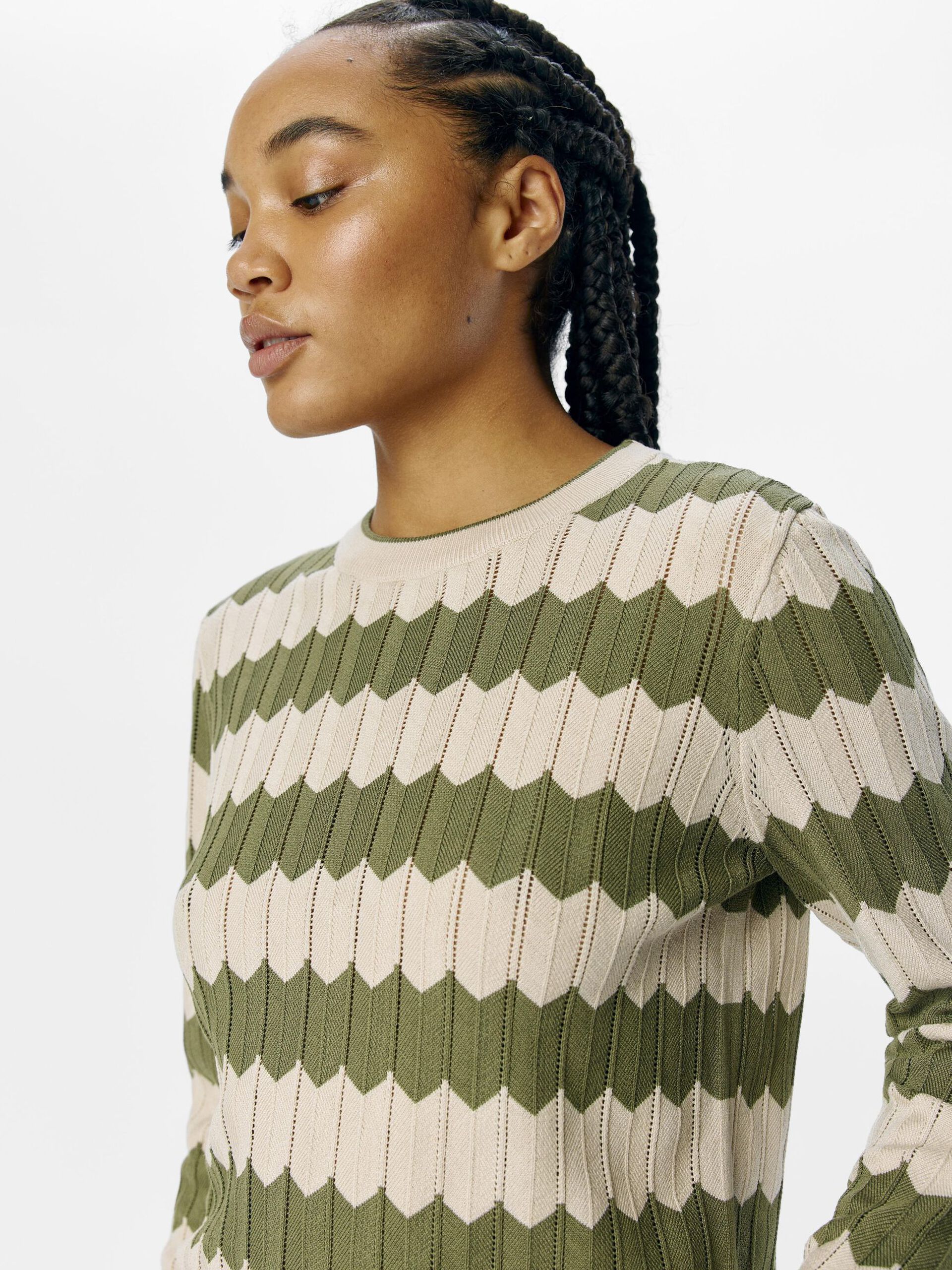 Carousel image - STRIPED KNITTED PULLOVER, Sandshell | 5