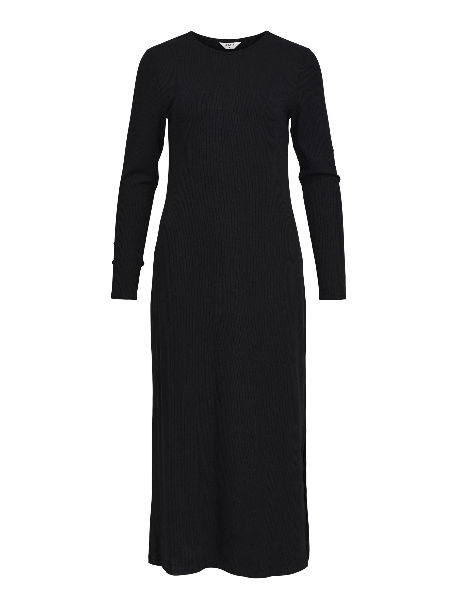High neck rib maxi dress with long sleeves hot sale