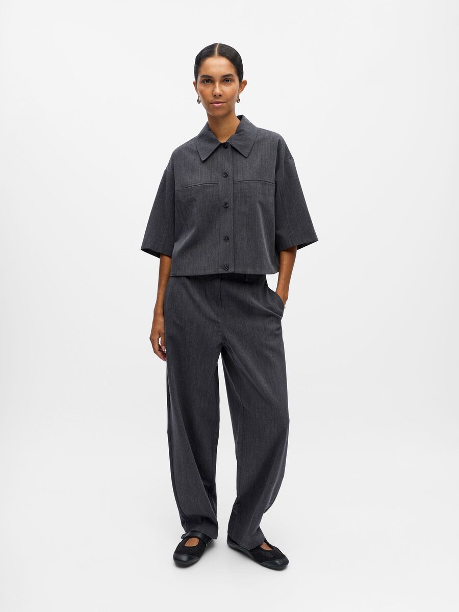 Carousel image - CROPPED SHIRT, Dark Grey Melange | 4
