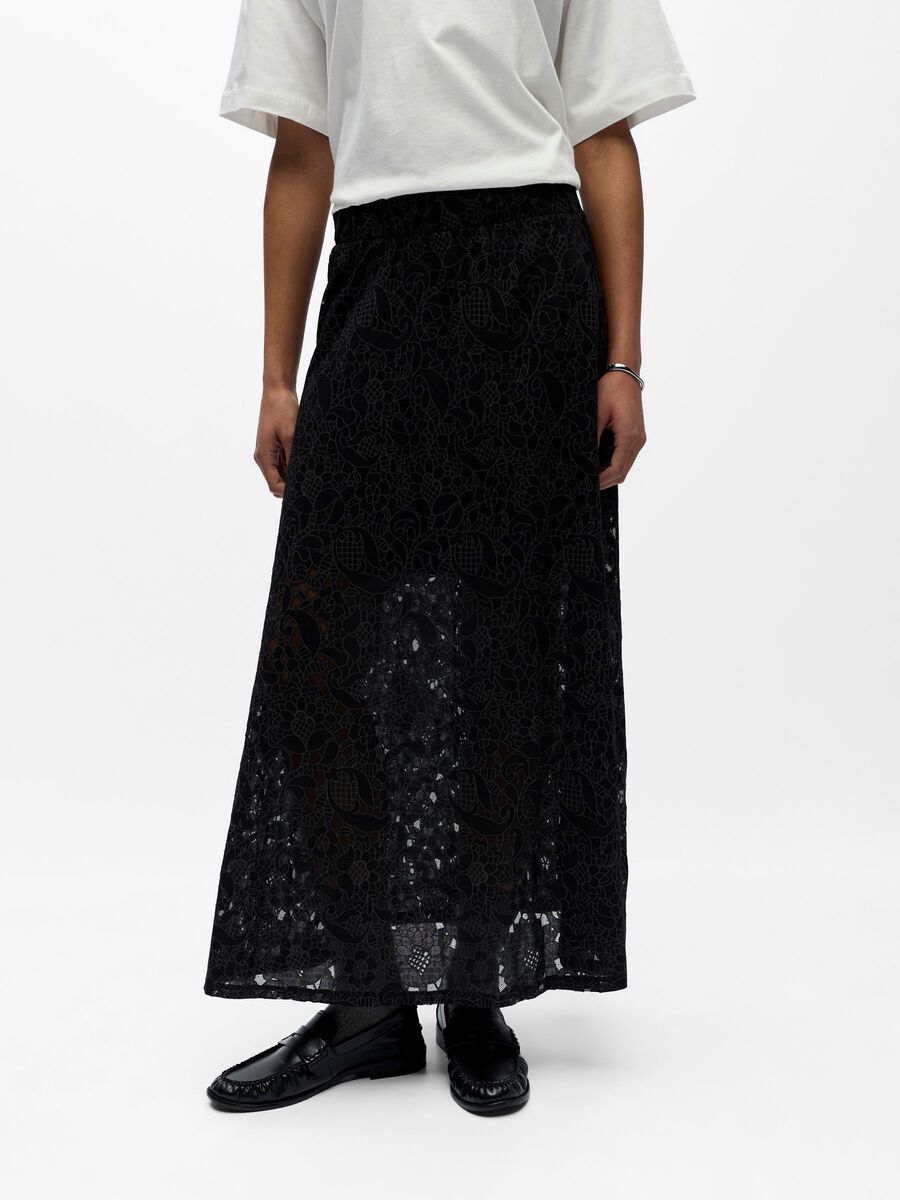 Product carousel image - EMBROIDERED MAXI SKIRT, Black | 1