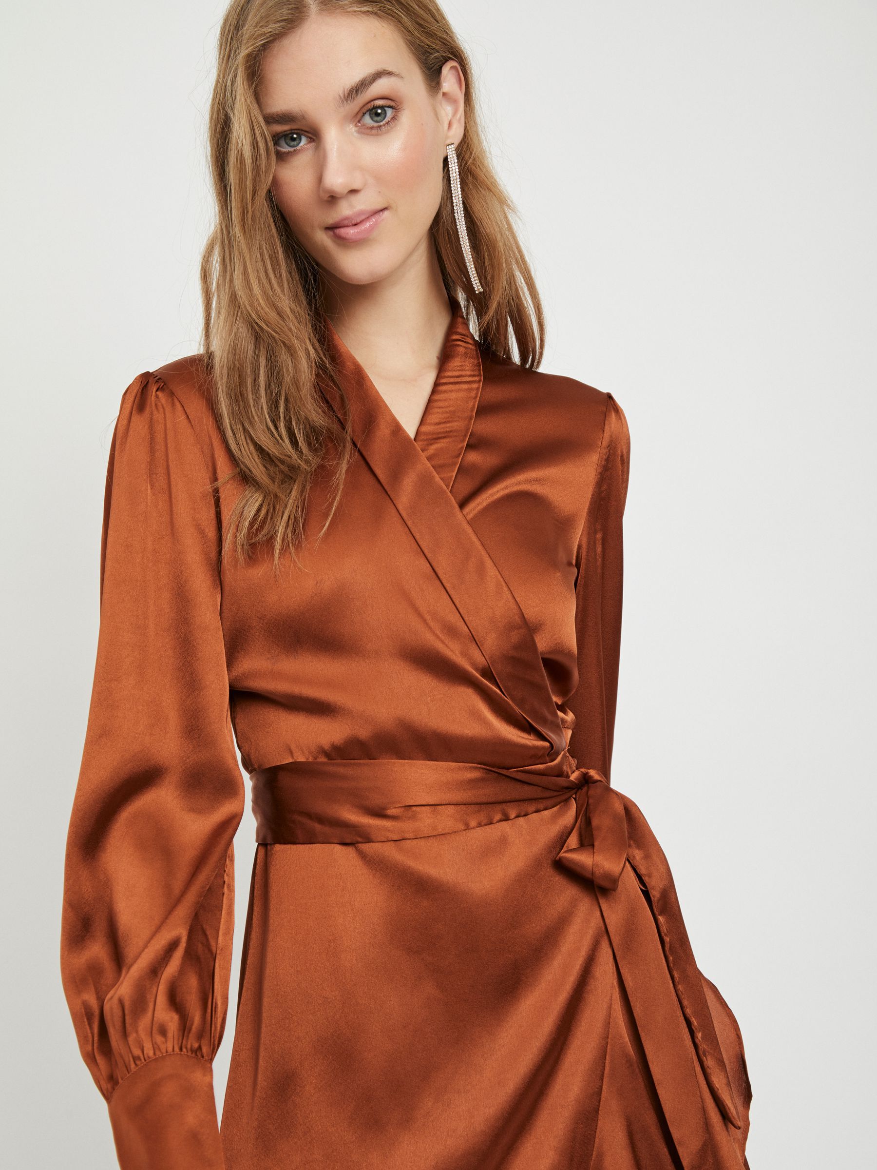 Shiny wrap dress on sale