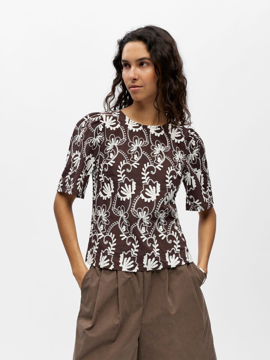 Carousel image - EMBROIDERED BLOUSE, Seal Brown | 2