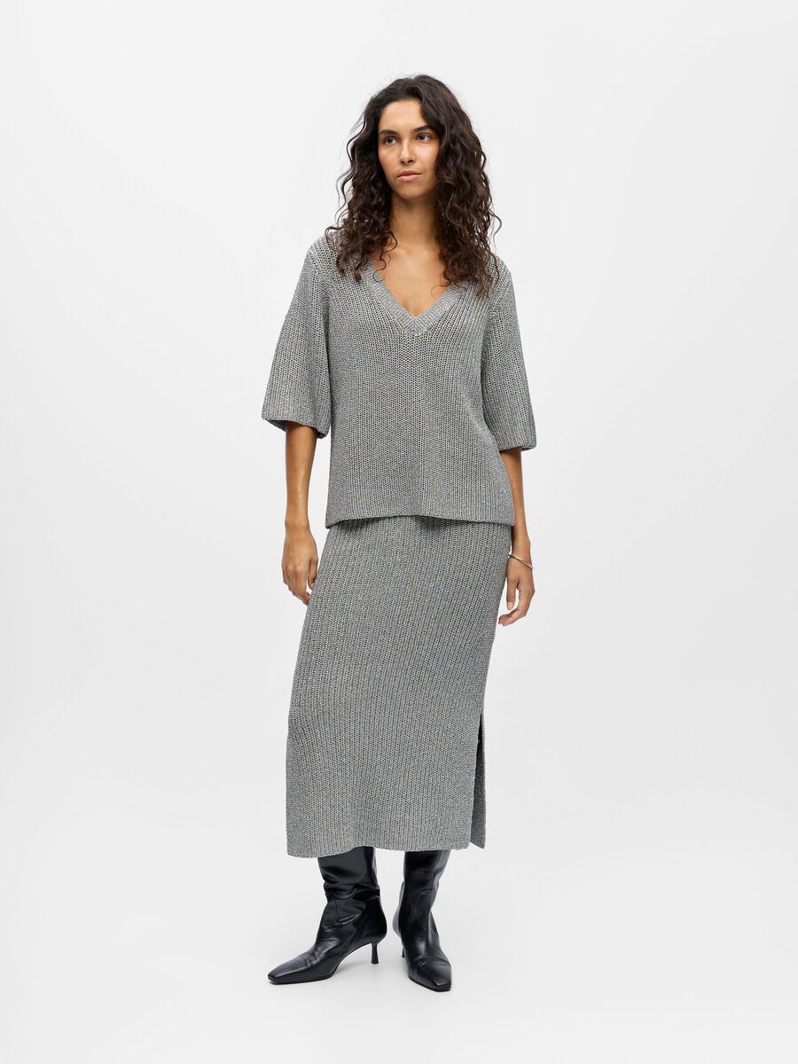 Product carousel image - V-NECK KNITTED TOP, Silver | 5