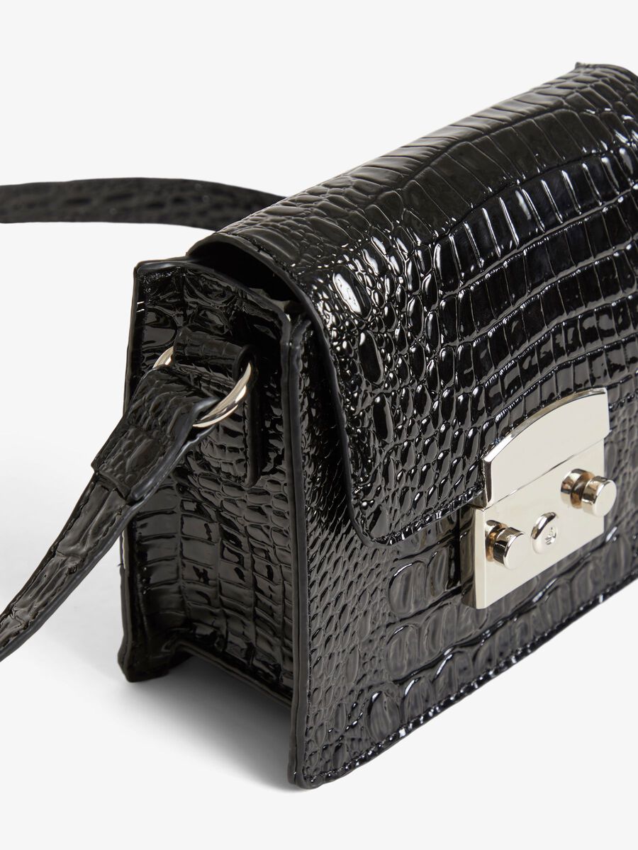 Carousel image - SMALL CROCO CROSSBODY BAG, Black | 5