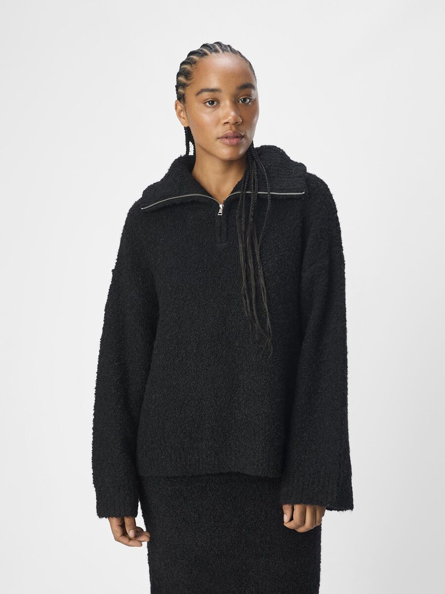 OBJECT HALF ZIP PULLOVER, Black, highres - 23045225_Black_003.jpg