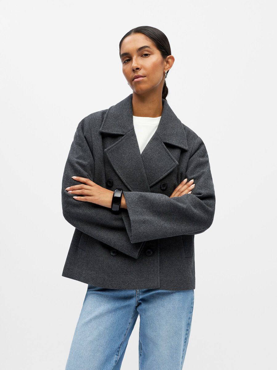 Product carousel image - OBJKEILY SHORT JACKET, Dark Grey Melange | 1