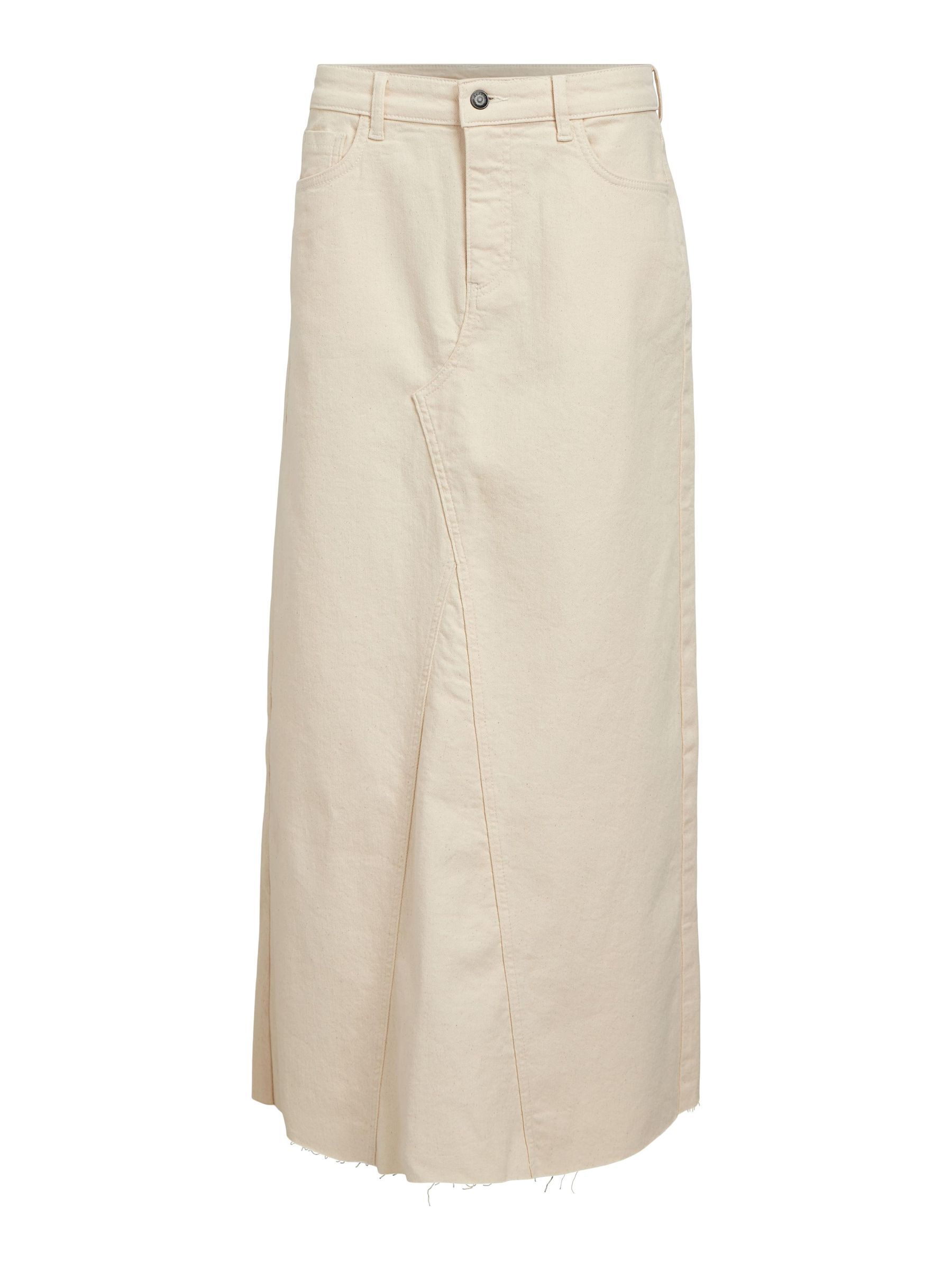 Mid length top denim skirts khaki