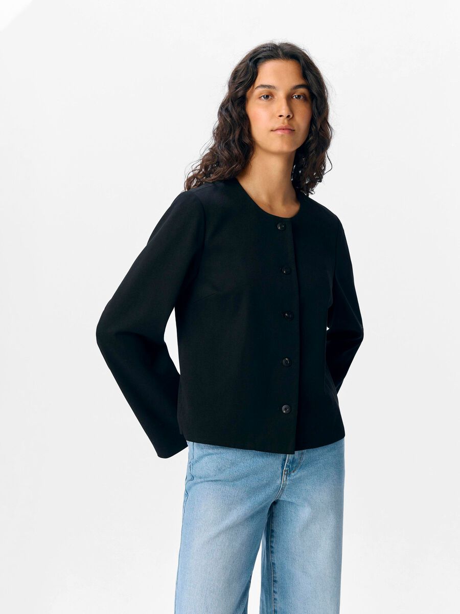 OBJECT SINGLE-BREASTED BLAZER, Black, highres - 23048148_Black_003.jpg
