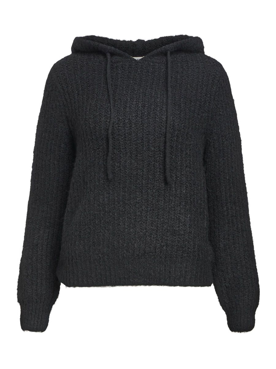 OBJECT KNITTED HOODIE, Black, highres - 23045920_Black_001.jpg