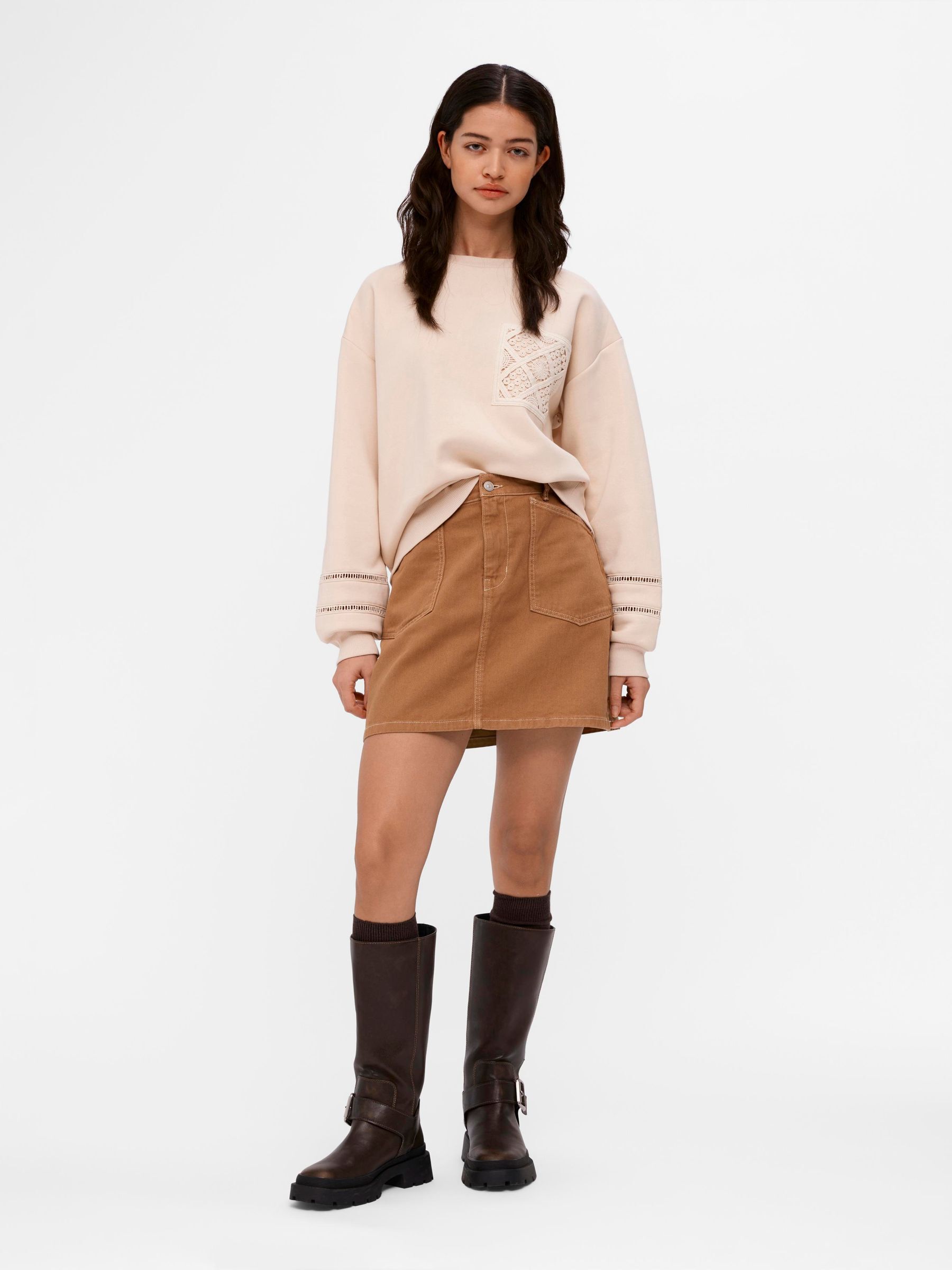 Dried tobacco shop suede mini skirt