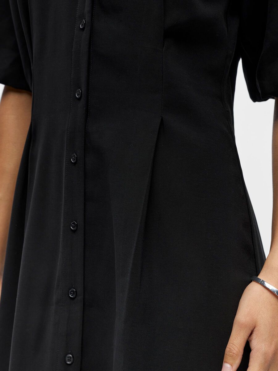 Carousel image - V-NECK PUFF SLEEVE DRESS, Black | 5