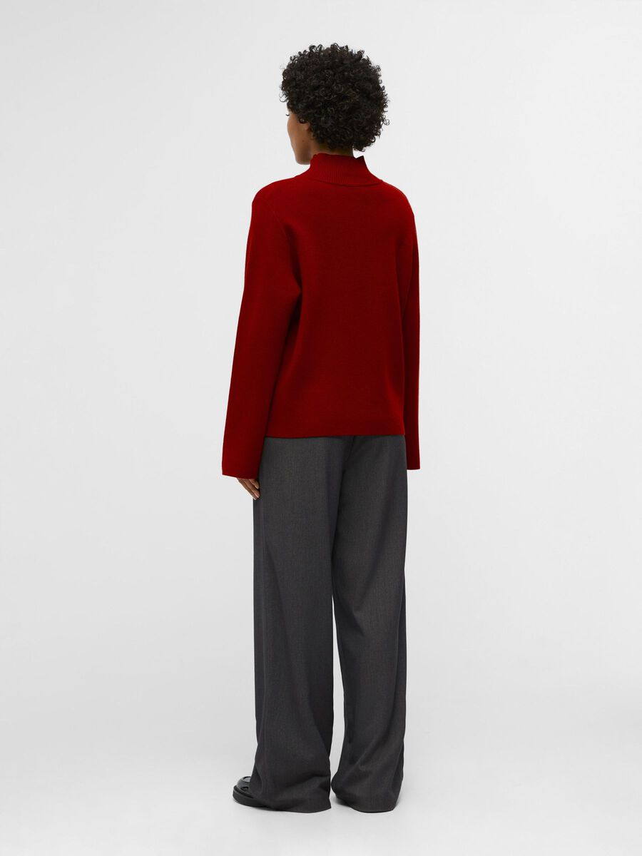 Product carousel image - HIGH NECK PULLOVER, Red Dahlia | 2