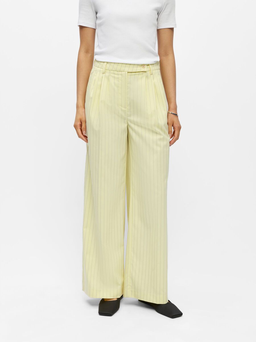 Product carousel image - PINSTRIPED WIDE-LEG TROUSERS, Tender Yellow | 1