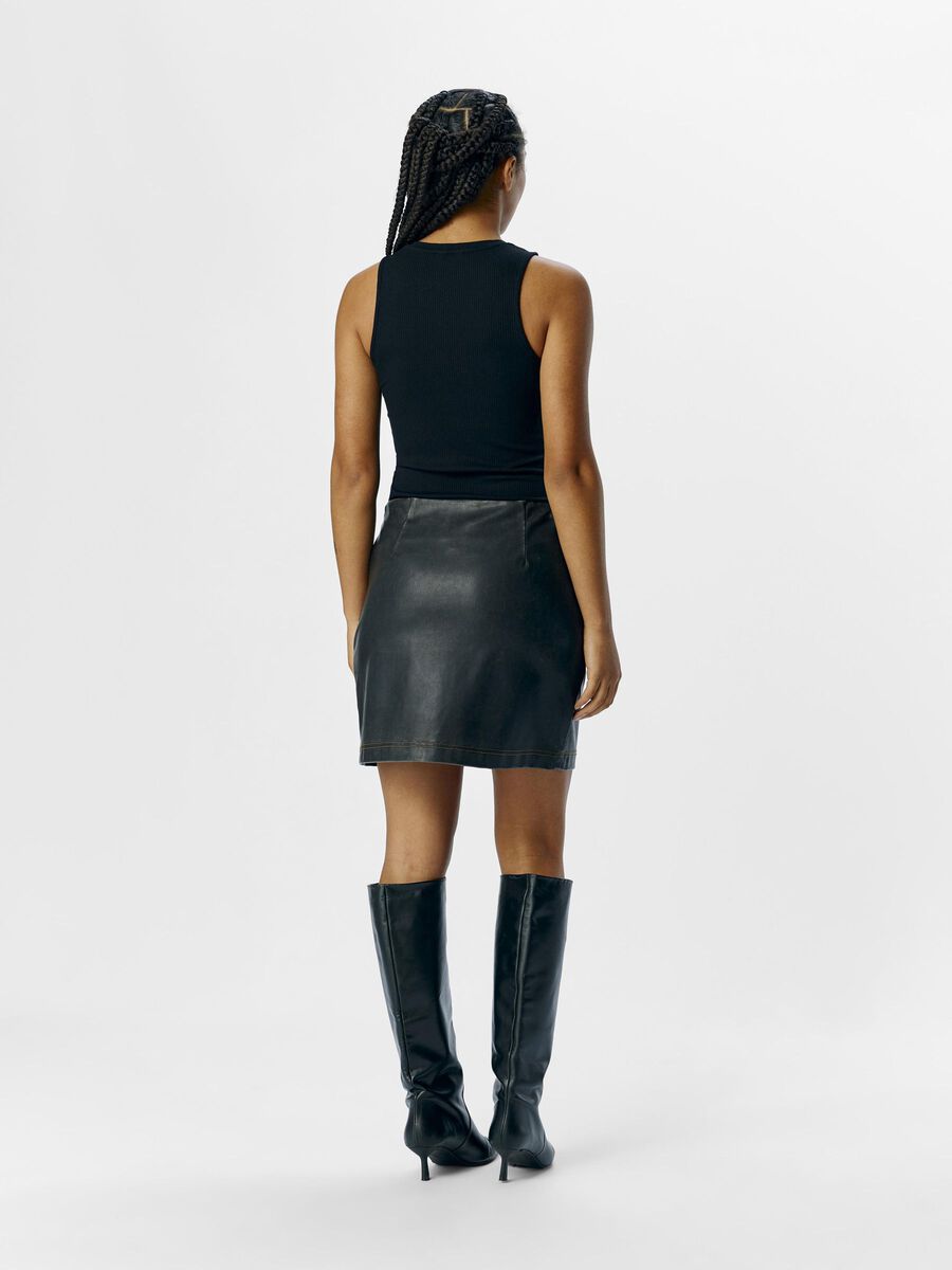 OBJECT PU MINI SKIRT, Black, highres - 23047040_Black_004.jpg