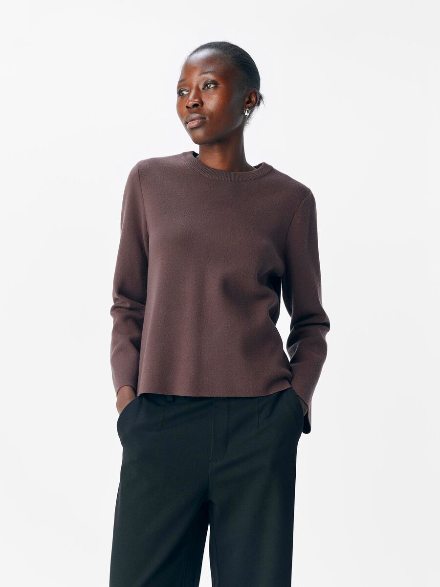 Carousel image - LONG SLEEVED KNITTED PULLOVER, Seal Brown | 2