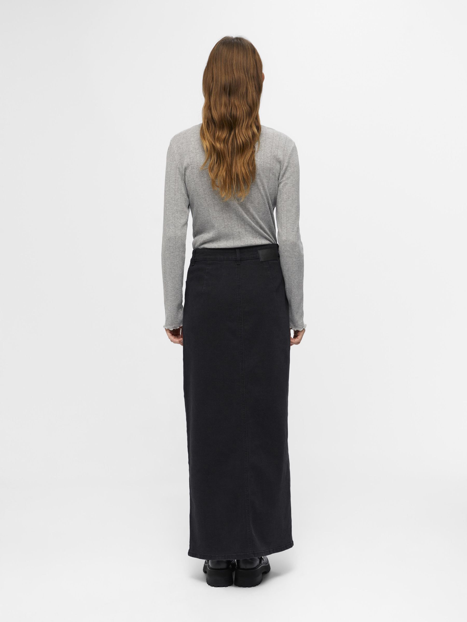 Long black denim pencil cheap skirt