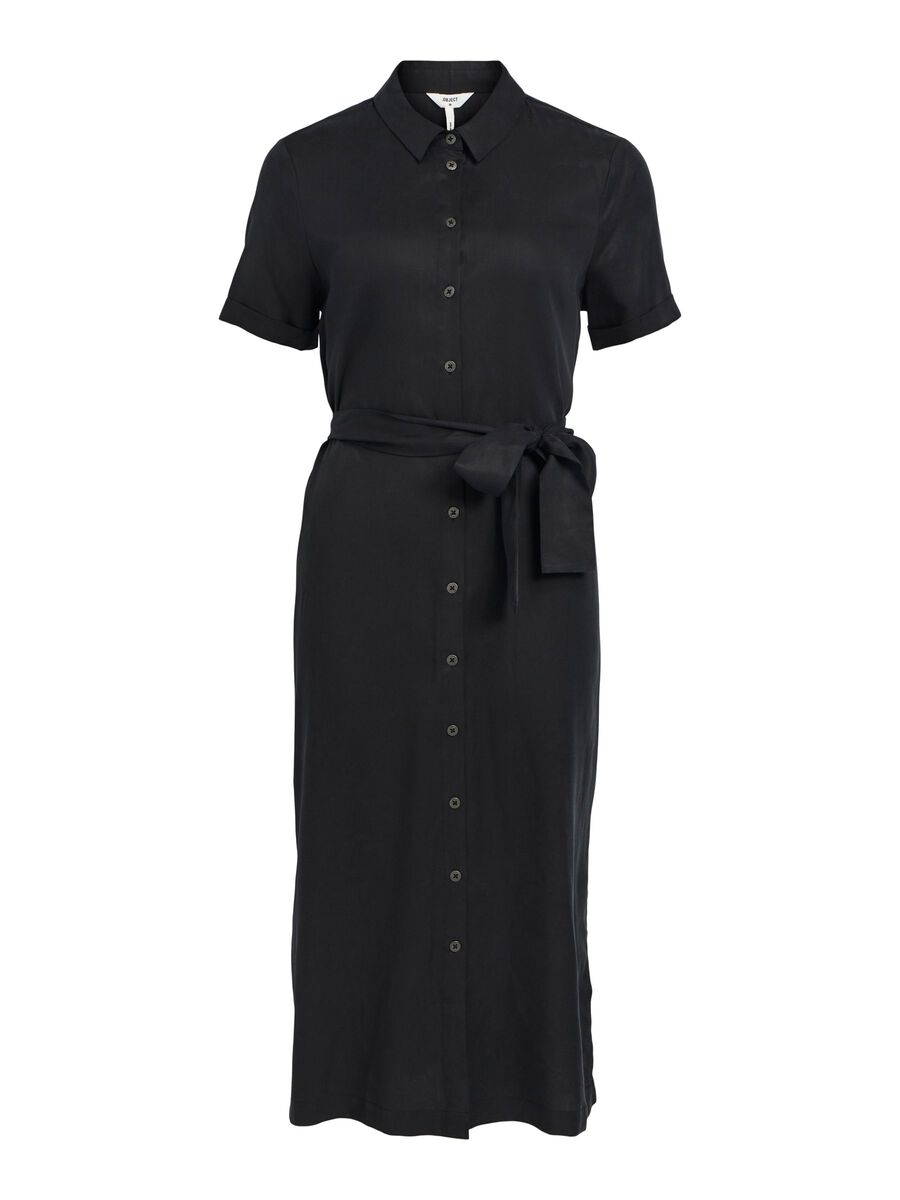 Object Collectors Item WAIST TIE MIDI DRESS, Black, highres - 23031015_Black_001.jpg